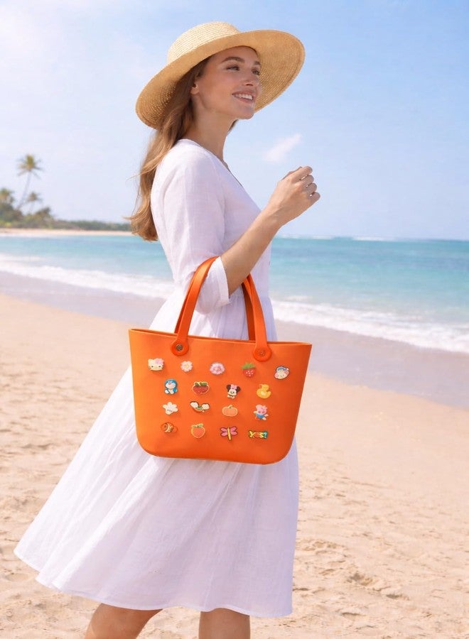 RAMNATH IMPEX Stylish EVA Tote Bag for Women & Girls | Soft Waterproof Lightweight Beach Handbag with Cute Charms | Reusable Sandproof Shoulder Bag, Lunch Bag Gift for Travel, Shopping, Pool, Picnic & Daily Use. - Image 2